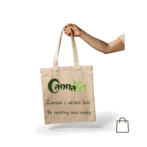CannaVis platnena tote bag vrećica sa zelenim logom Zdravi i veseli bili Be healthy and happy